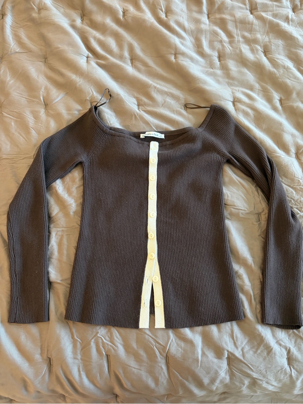 Ribbed Long Sleeve Button-Front Sweater
